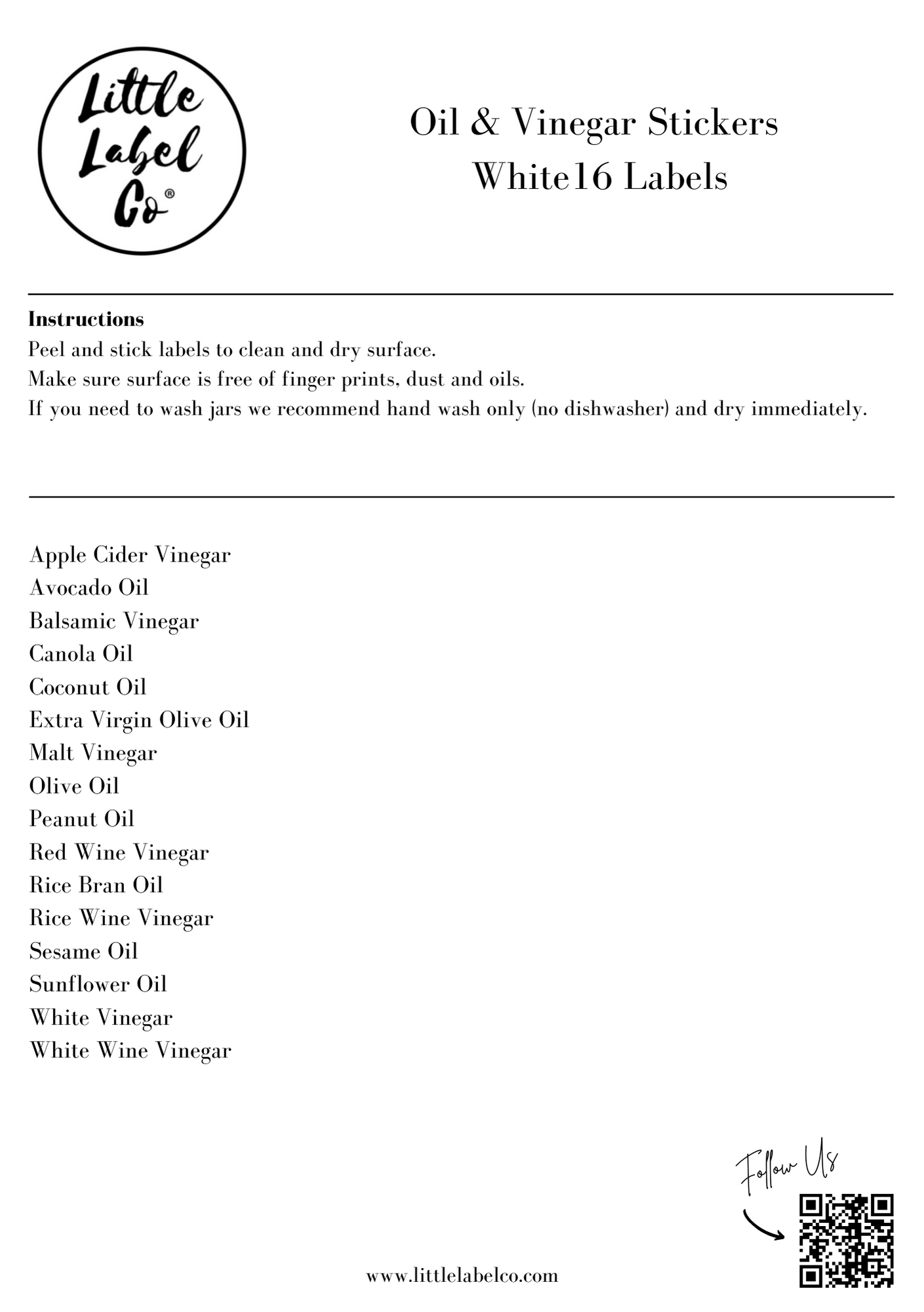 Oil & Vinegar Stickers (16 Labels) Black or White - Little Label Co - Labels & Tags - 60%, Catchoftheday