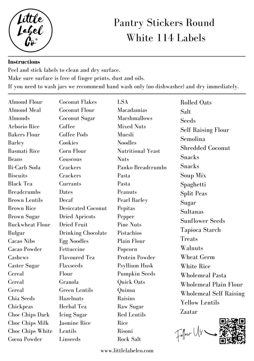 Pantry Stickers (114 Labels) Black or White - Little Label Co - Labels & Tags - 60%, Catchoftheday