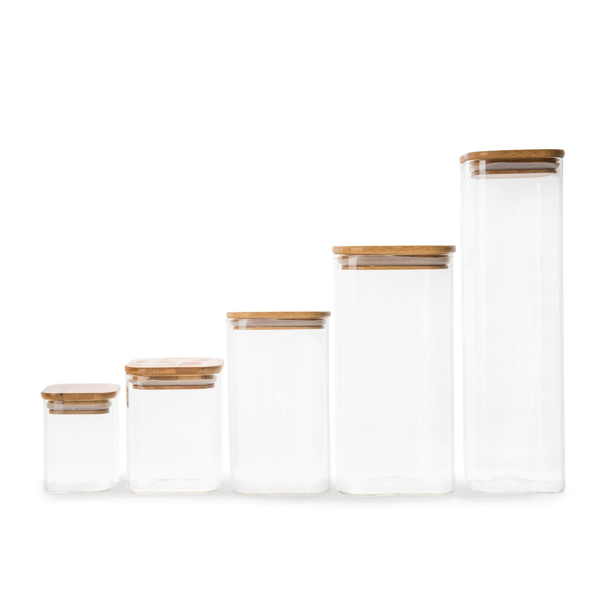 Square Glass and Bamboo Storage Jar 750ml - Little Label Co - Food Storage Containers - 20%, Food Storage Containers