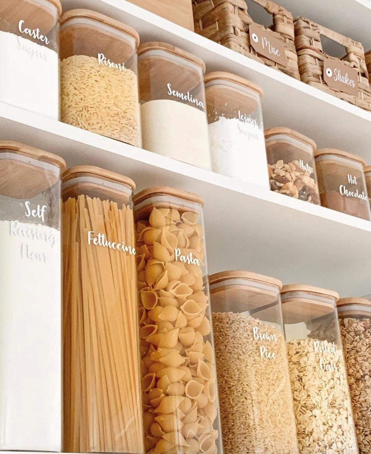Square Glass and Bamboo Storage Jar 750ml - Little Label Co - Food Storage Containers - 20%, Food Storage Containers