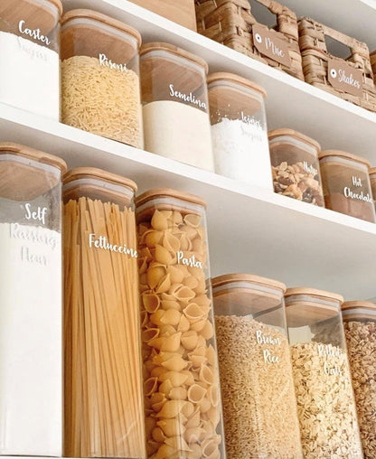 Square Glass and Bamboo Storage Jar 750ml - Little Label Co - Food Storage Containers - 20%, Food Storage Containers