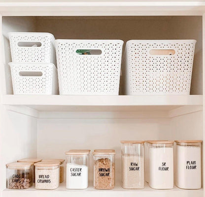 Square Glass and Bamboo Storage Jar 750ml - Little Label Co - Food Storage Containers - 20%, Food Storage Containers