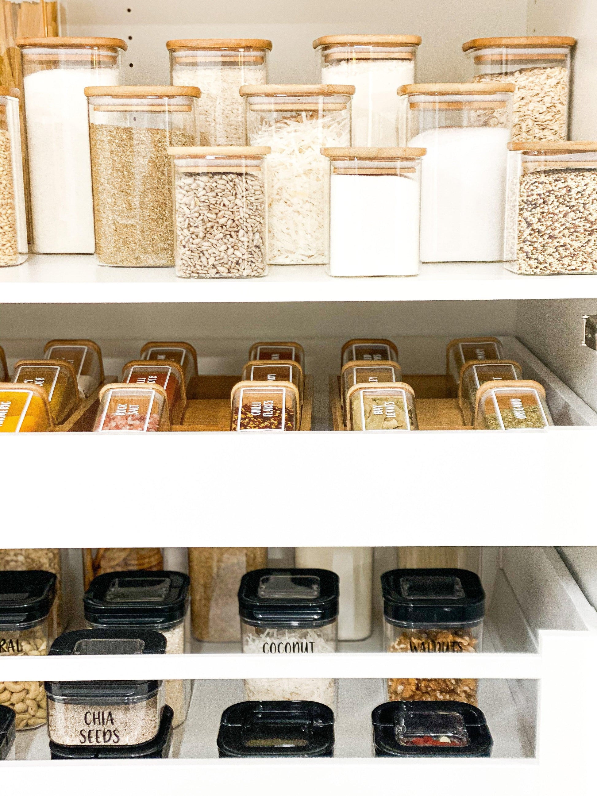Square Glass and Bamboo Storage Jar 750ml - Little Label Co - Food Storage Containers - 20%, Food Storage Containers