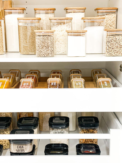 Square Glass and Bamboo Storage Jar 750ml - Little Label Co - Food Storage Containers - 20%, Food Storage Containers