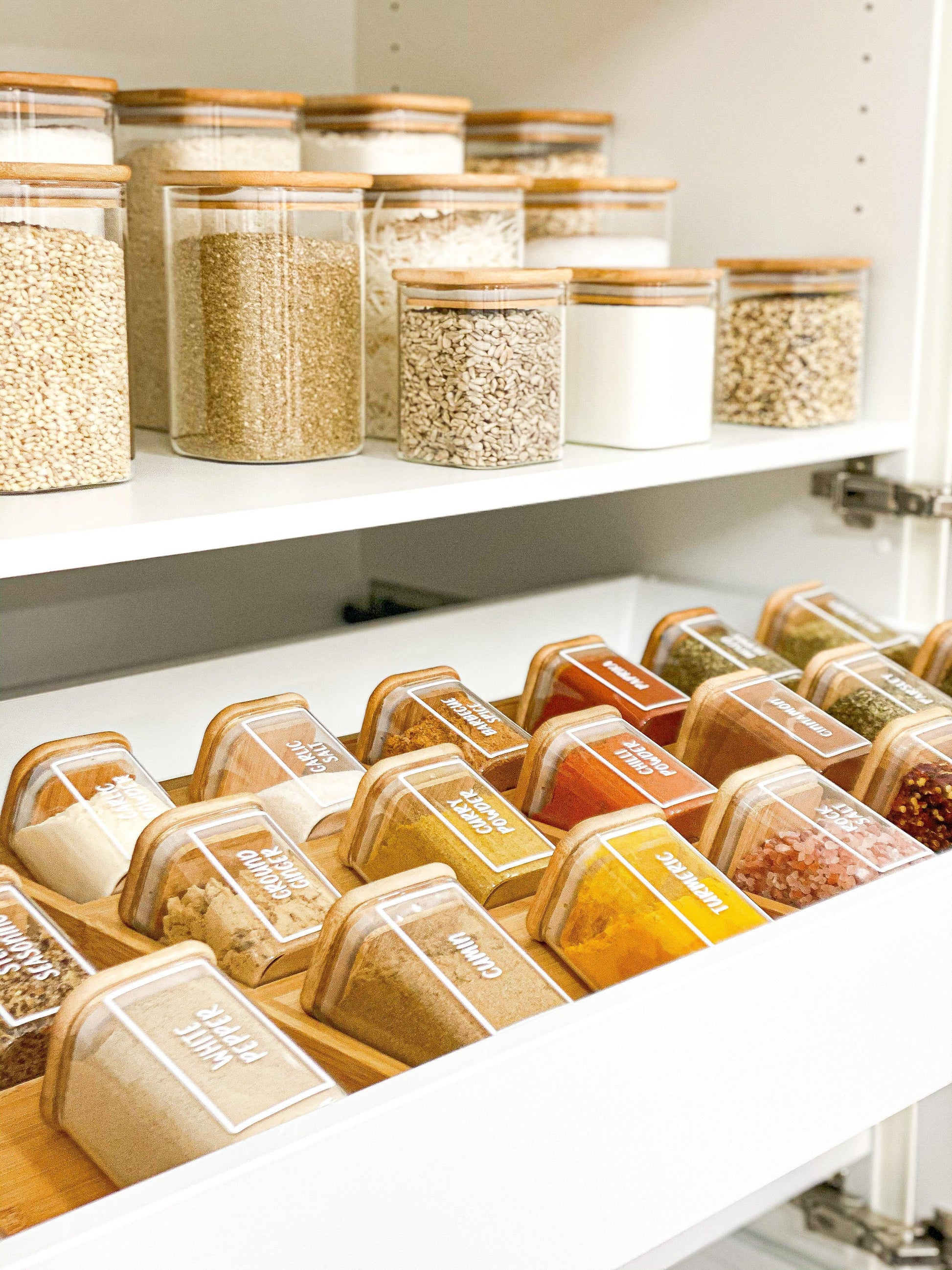 Square Glass and Bamboo Storage Jar 750ml - Little Label Co - Food Storage Containers - 20%, Food Storage Containers