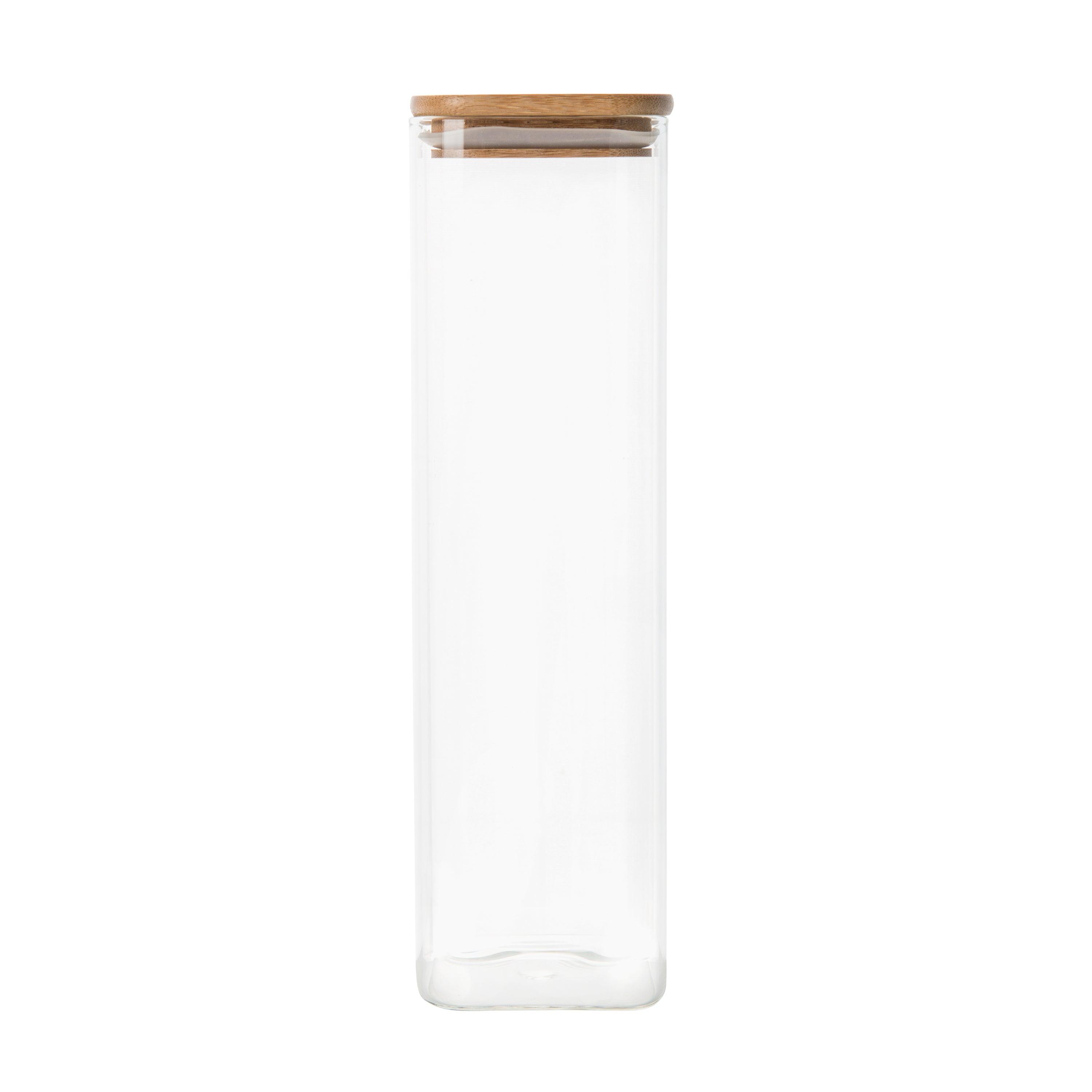 Square Glass and Bamboo Tall Jar - Little Label Co - Food Storage Containers - 20%, Food Storage Containers