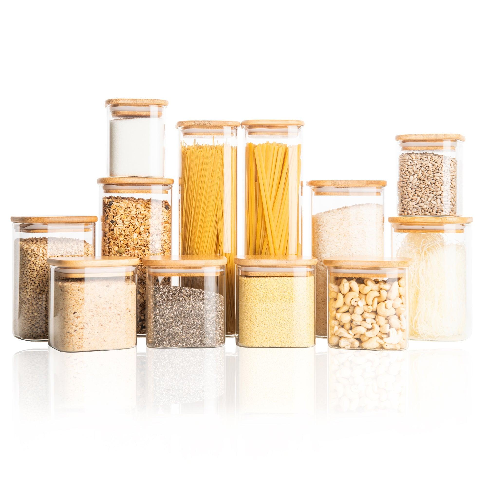 Square Glass and Bamboo Tall Jar - Little Label Co - Food Storage Containers - 20%, Food Storage Containers