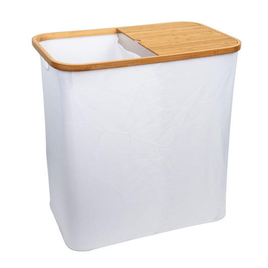 Bamboo and fabric laundry basket for home organisation and laundry organisation. They are great for wardrobe storage 