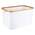 White Fabric Bamboo Linen Storage Basket - Large - Little Label Co - Laundry Baskets - 20%, Catchoftheday, warehouse