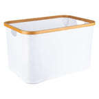 White Fabric Bamboo Linen Storage Basket - Large - Little Label Co - Laundry Baskets - 20%, Catchoftheday, warehouse