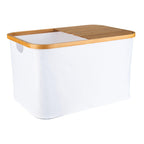 White Fabric Bamboo Linen Storage Basket - Large - Little Label Co - Laundry Baskets - 20%, Catchoftheday, warehouse