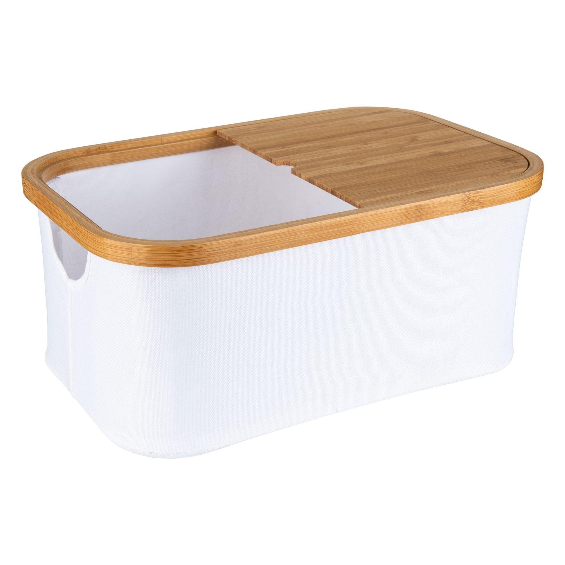 White Fabric Bamboo Linen Storage Basket - Medium - Little Label Co - Laundry Baskets - 20%, Catchoftheday