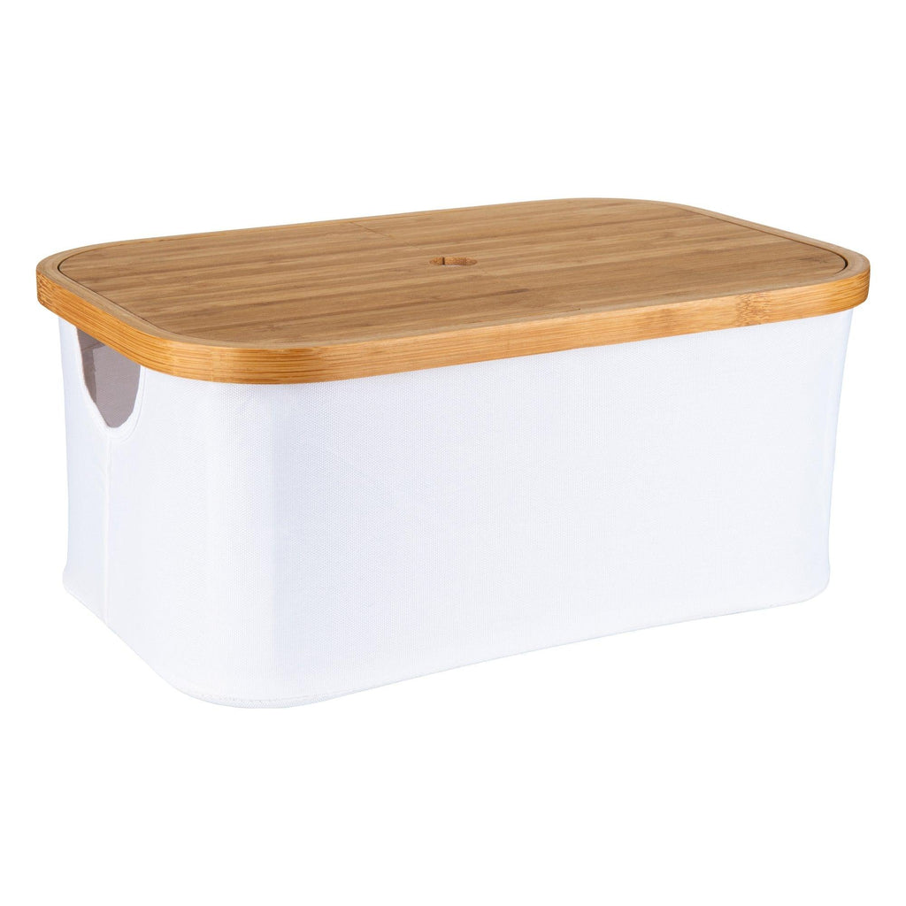 White Fabric Bamboo Linen Storage Basket - Small - Little Label Co - Laundry Baskets - 20%, Catchoftheday, warehouse