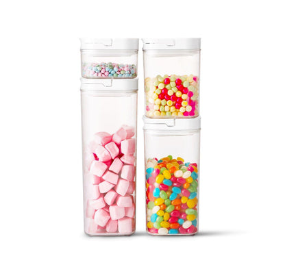 White Flip Canister Value Pack x 4 - Little Label Co - Food Storage Containers - 20%, Catchoftheday, LLC Flip Canister