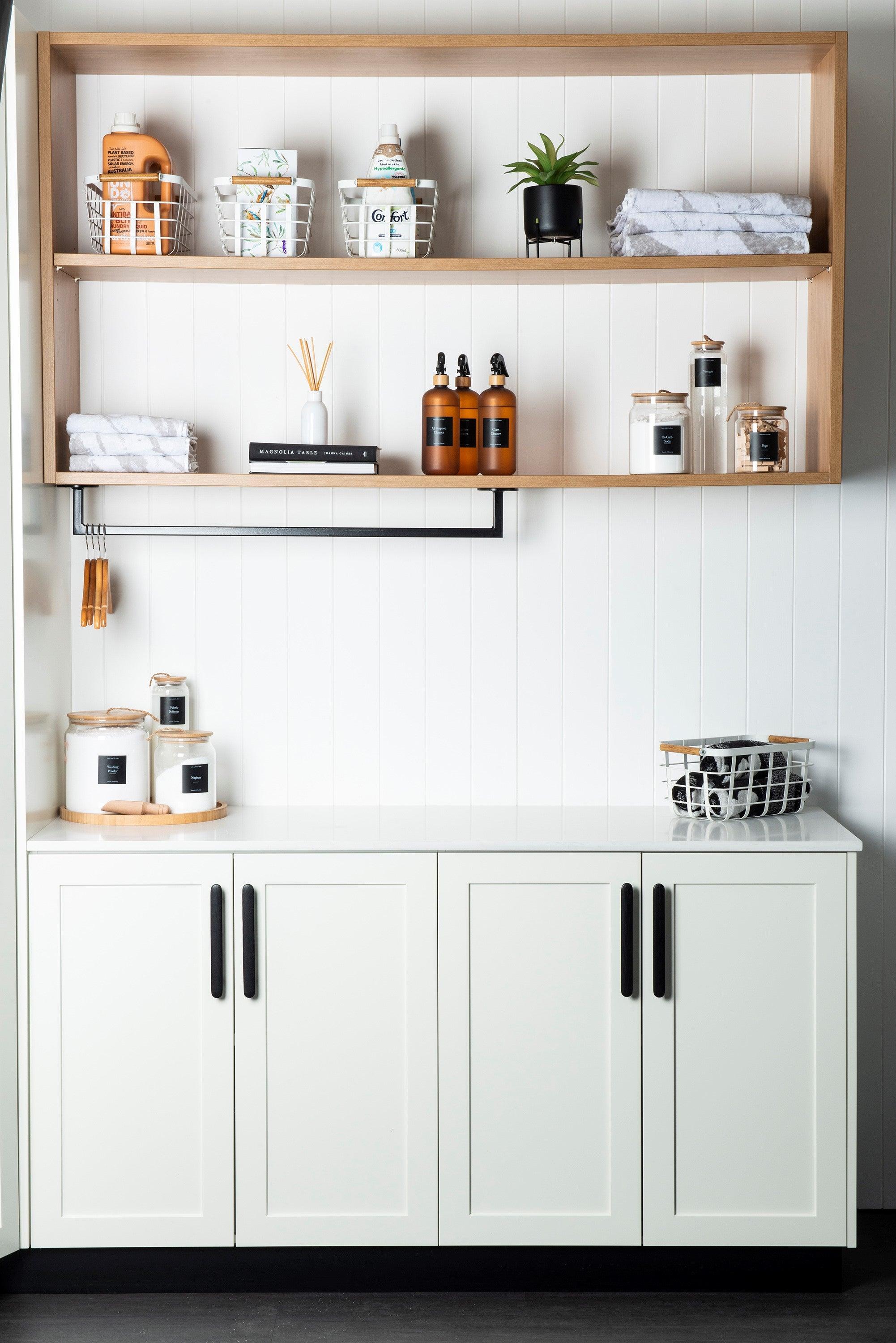 White Storage Basket with Bamboo Handle - Little Label Co - Baskets - 20%