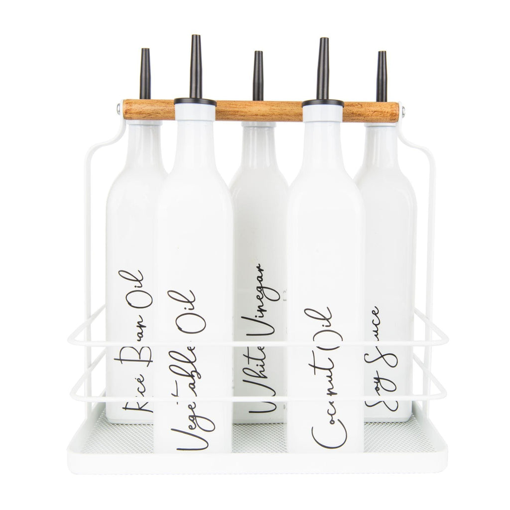 Wire & Bamboo Cruet Holder - Little Label Co - Kitchen Organizers - 
