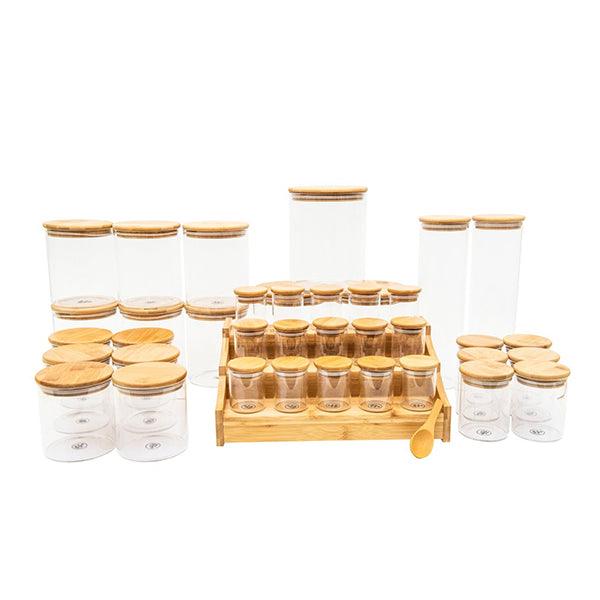 Bamboo Glass Deluxe Pack - Little Label Co - Kitchen Organizers - Bamboo Storage Solutions, bundle, Herb & Spice Jar, Herb & Spice Jars, mw_grouped_product, Storage Containers, Value Packs